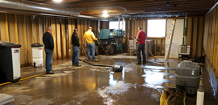 Cleaning Sewage From Basement Floor in Winston